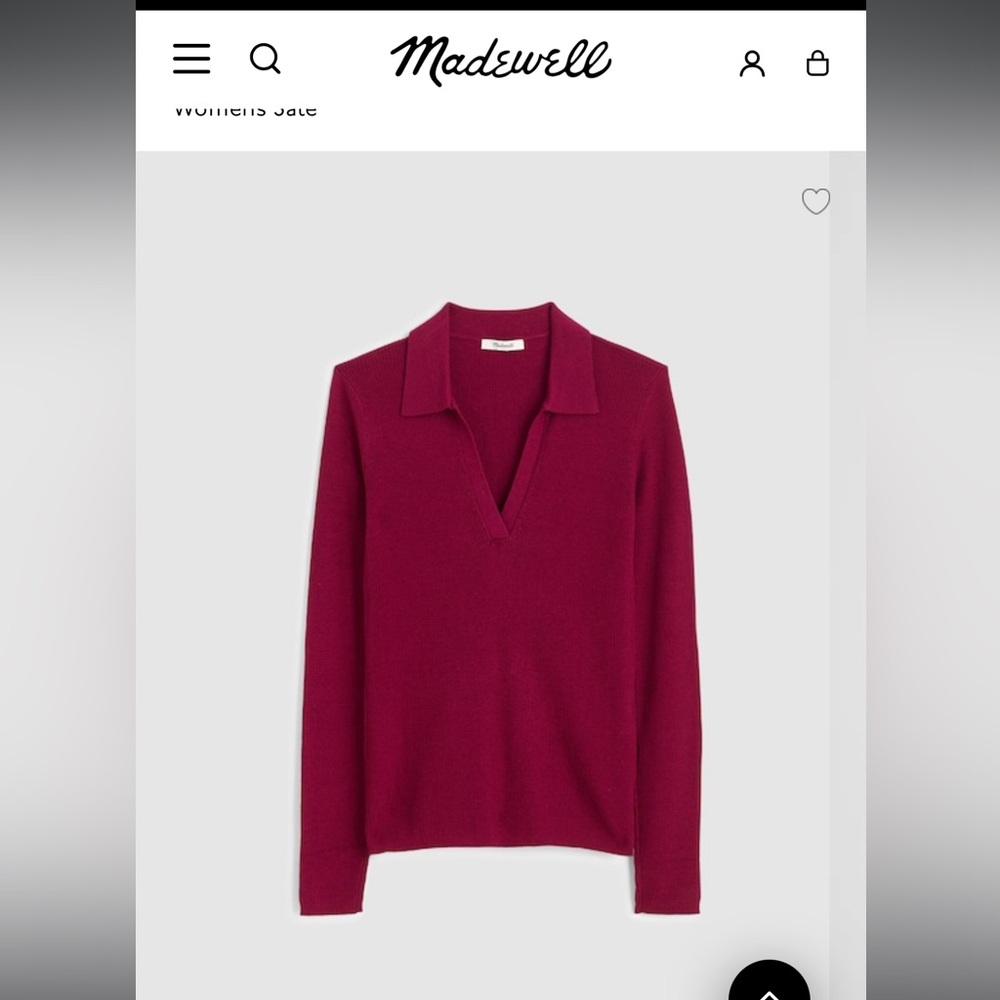 Madewell Burgundy V-Neck Sweater